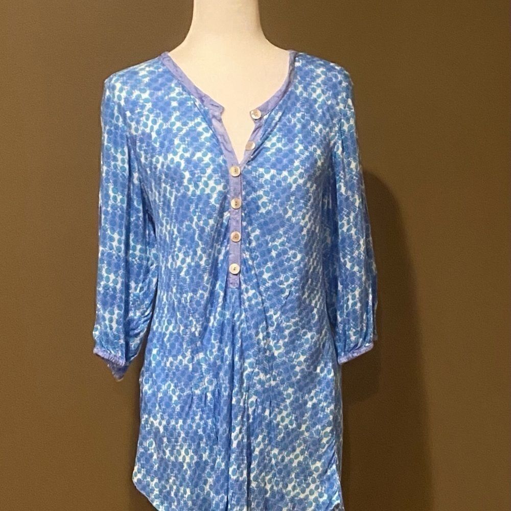 Lyng Tunic Top Rayon Size Large Button Front - Picture 5 of 14